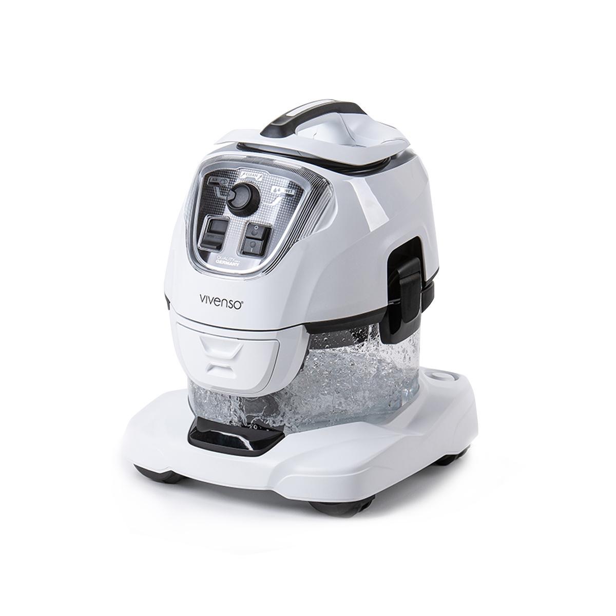 PRO-AQUA Vivenso® Wasserstaubsauger in Weiß mit Wassertank, freigestellt